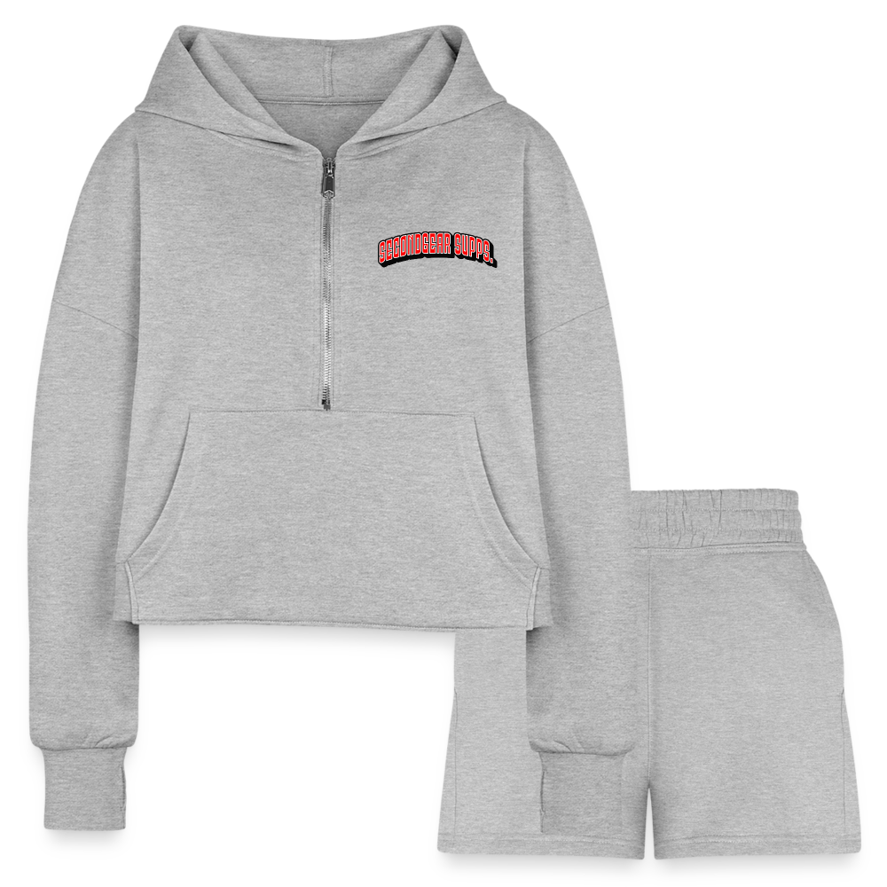 Women’s Cropped Hoodie & Jogger Short Set - heather gray